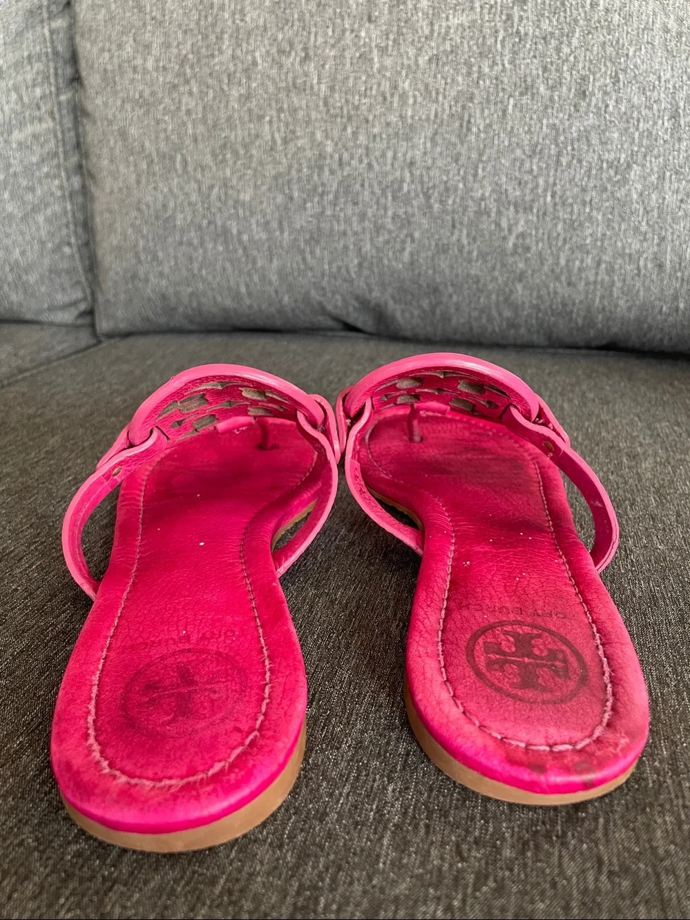 Tory Burch Miller sandals cerise pink leather US 9